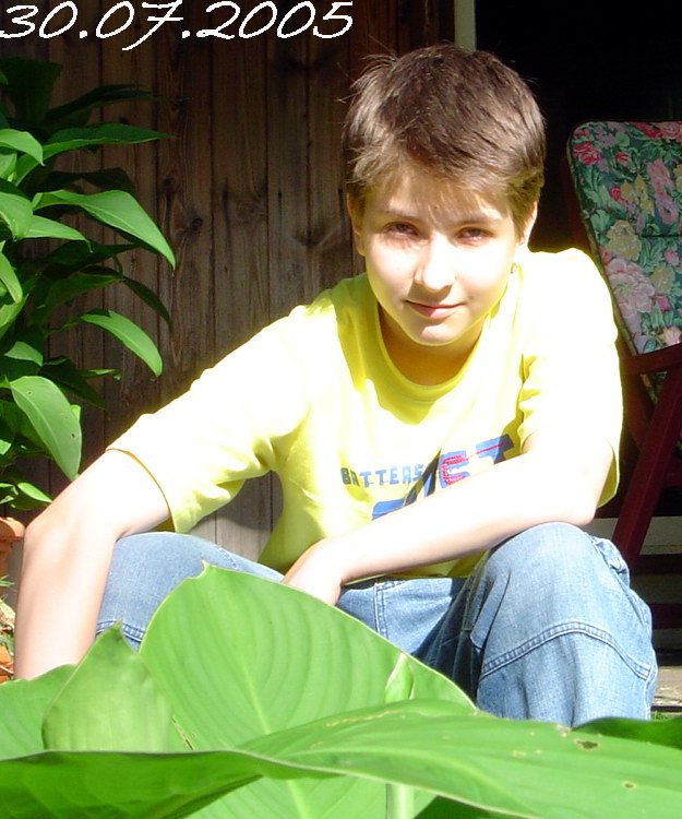 Matthias auf der Treppe, da haben wir Renate besucht.